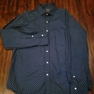 Size Large,  Ralph Lauren  Polo navy blue with pin-point white polka-dots